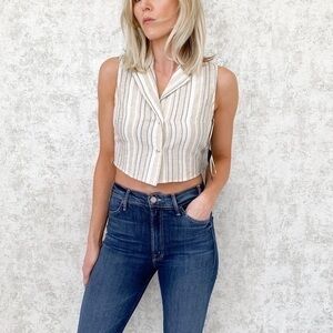 J.O.A. Linen Blend Crop Top